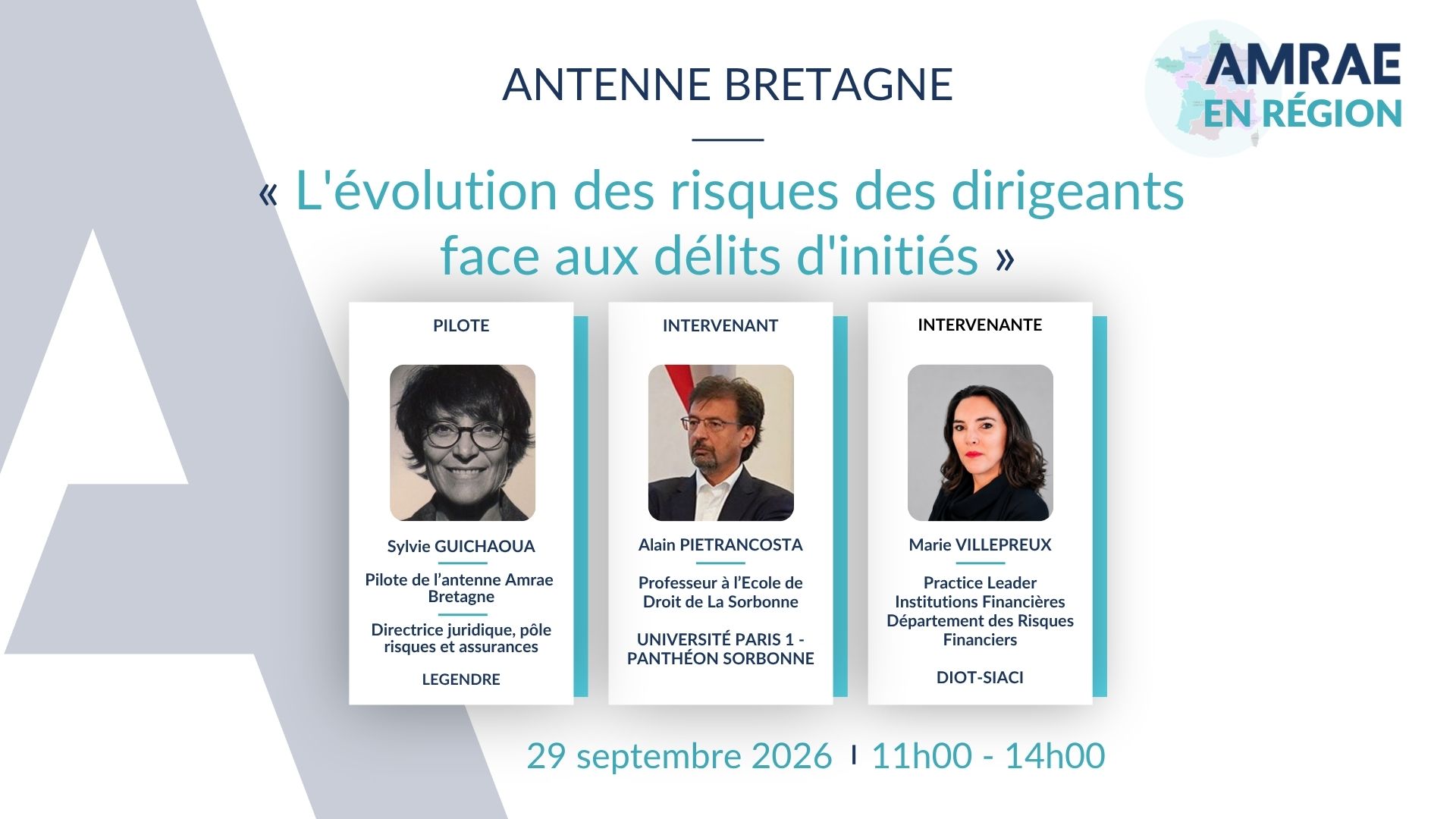 Antenne Bretagne : Evolution des risques des dirigeants et délits d'initiés