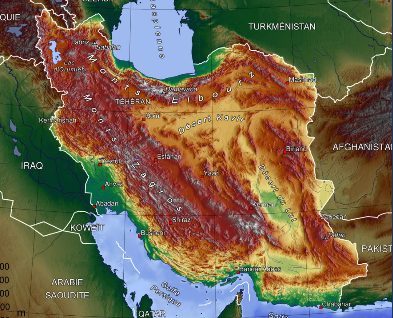 Carte Géographie Iran